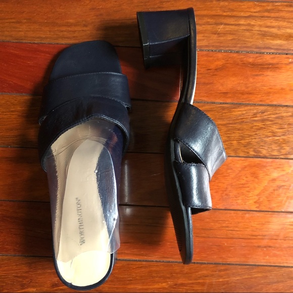 Classic Worthington Leather Block Heel Mule Slide - Picture 2 of 8